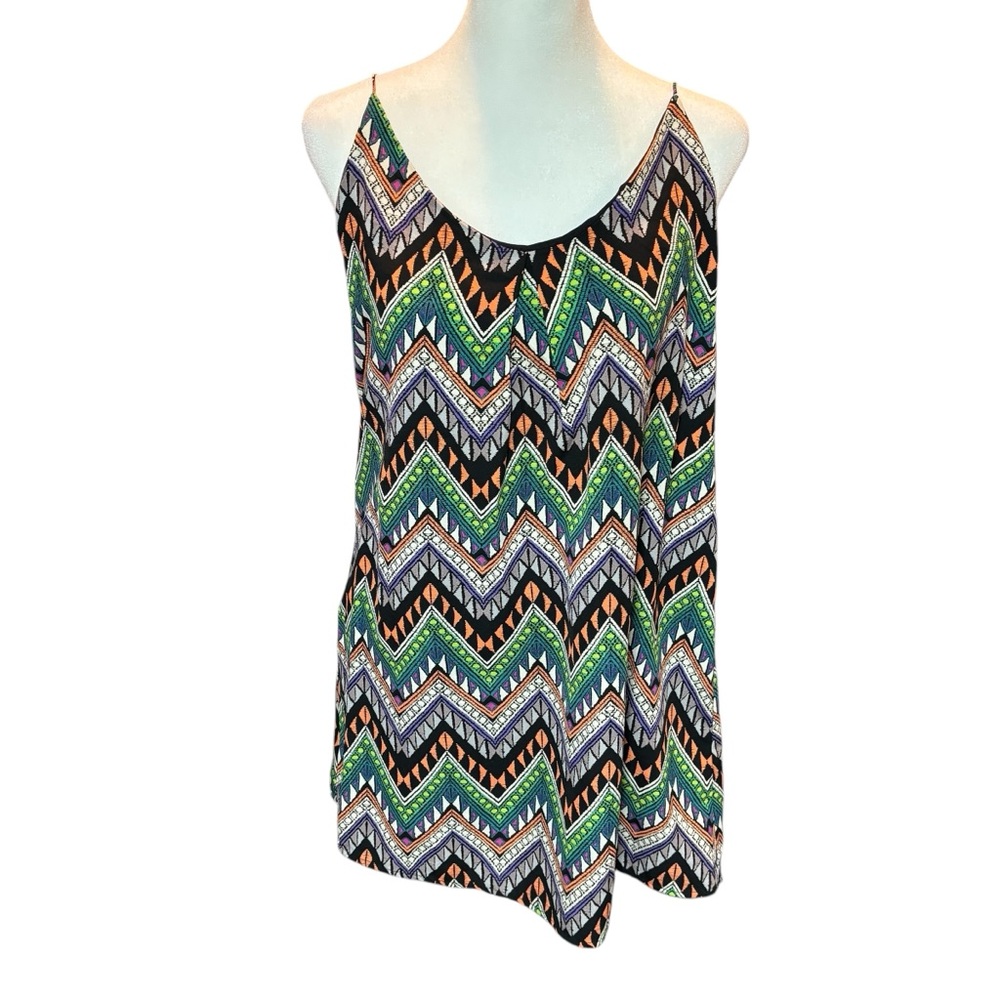Darah Dahl Geometric Chevron Print Racerback Camisole Tank Top Multi #DB